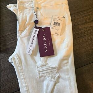 Vigoss White Skinny Jeans with Distressed Details